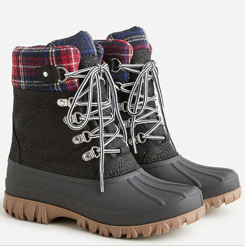 J. Crew Black and Tan Winter Boots